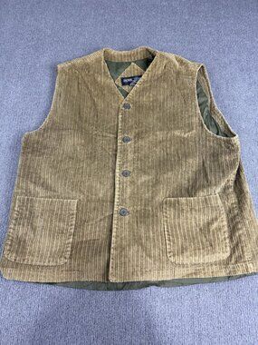 Jackie Vital Mens  Green Corduroy Button Front Vest Size L